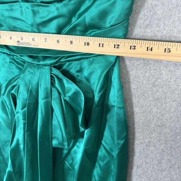 VTG 80s Jolie Madame Dress Junior 5 6‎ Mini Teal Bow Satin Wrap 90s Party USA - Picture 6 of 11